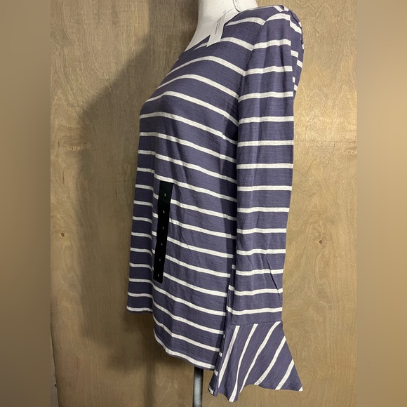 Banana Republic Malibu Tee purple/white stripes flare cuff size S - Picture 2 of 10